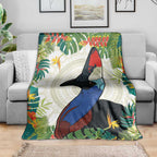 Cassowary Australia Blanket Tropical Flowers Mix Aboriginal Art