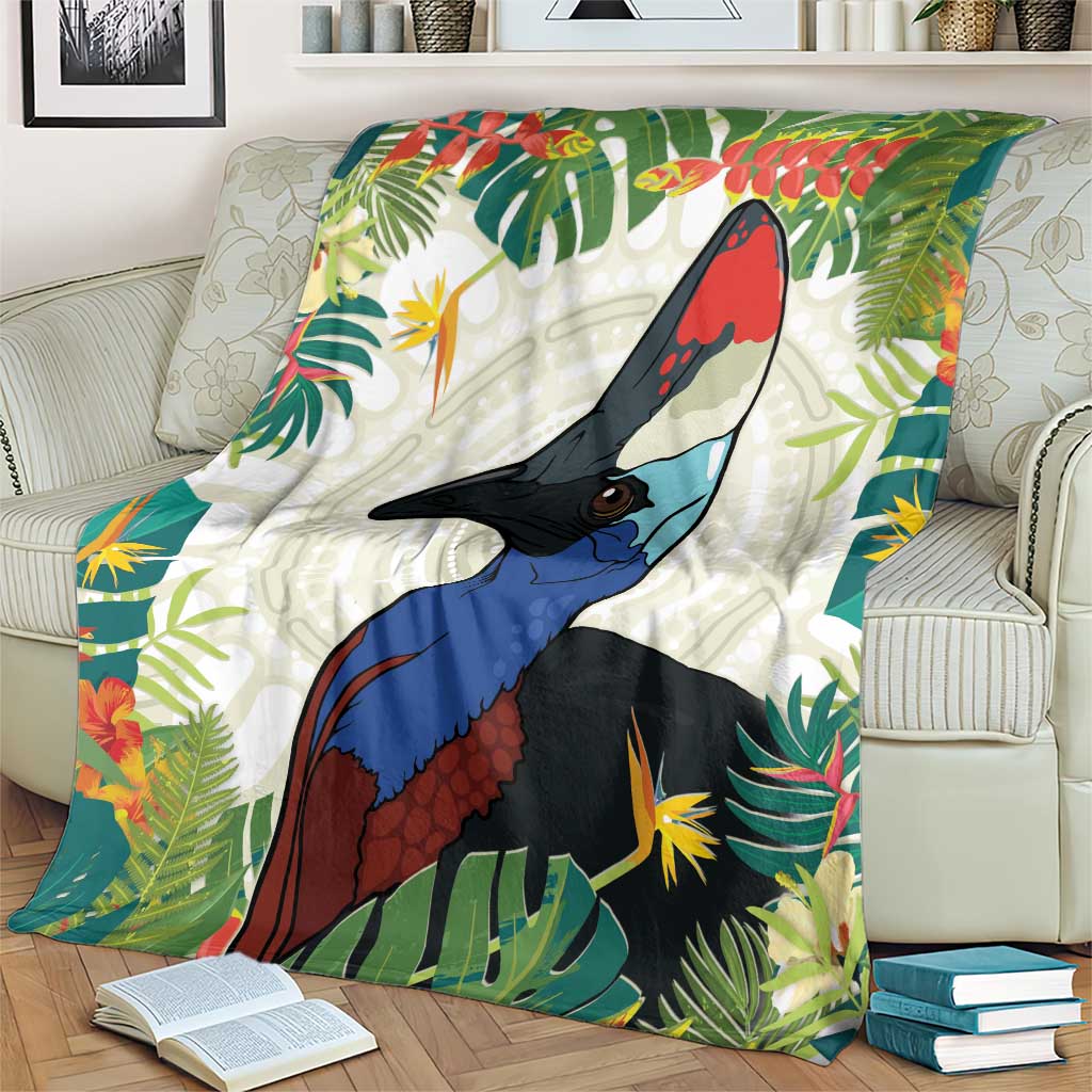 Cassowary Australia Blanket Tropical Flowers Mix Aboriginal Art