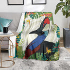 Cassowary Australia Blanket Tropical Flowers Mix Aboriginal Art