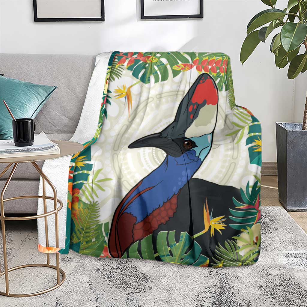 Cassowary Australia Blanket Tropical Flowers Mix Aboriginal Art