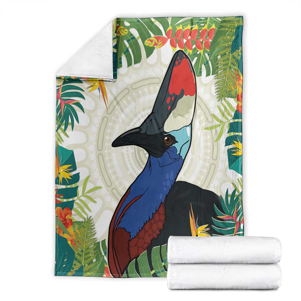 Cassowary Australia Blanket Tropical Flowers Mix Aboriginal Art
