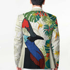 Cassowary Australia Blazer Tropical Flowers Mix Aboriginal Art - Aussie Hoodie