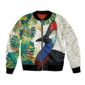 Cassowary Australia Bomber Jacket Tropical Flowers Mix Aboriginal Art