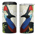 Cassowary Australia 4 in 1 Can Cooler Tumbler Tropical Flowers Mix Aboriginal Art
