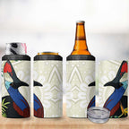 Cassowary Australia 4 in 1 Can Cooler Tumbler Tropical Flowers Mix Aboriginal Art