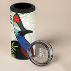 Cassowary Australia 4 in 1 Can Cooler Tumbler Tropical Flowers Mix Aboriginal Art