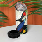Cassowary Australia 4 in 1 Can Cooler Tumbler Tropical Flowers Mix Aboriginal Art