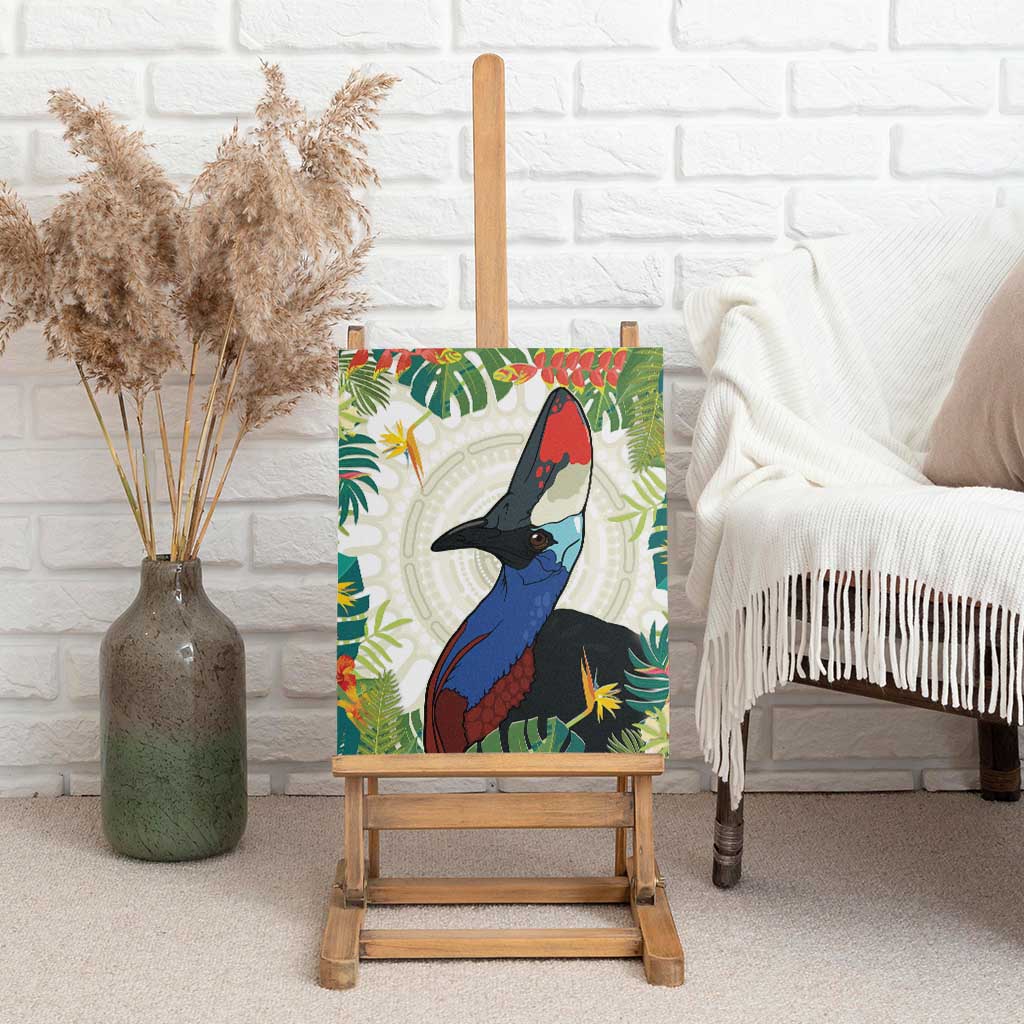 Cassowary Australia Canvas Wall Art Tropical Flowers Mix Aboriginal Art