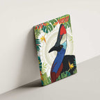 Cassowary Australia Canvas Wall Art Tropical Flowers Mix Aboriginal Art