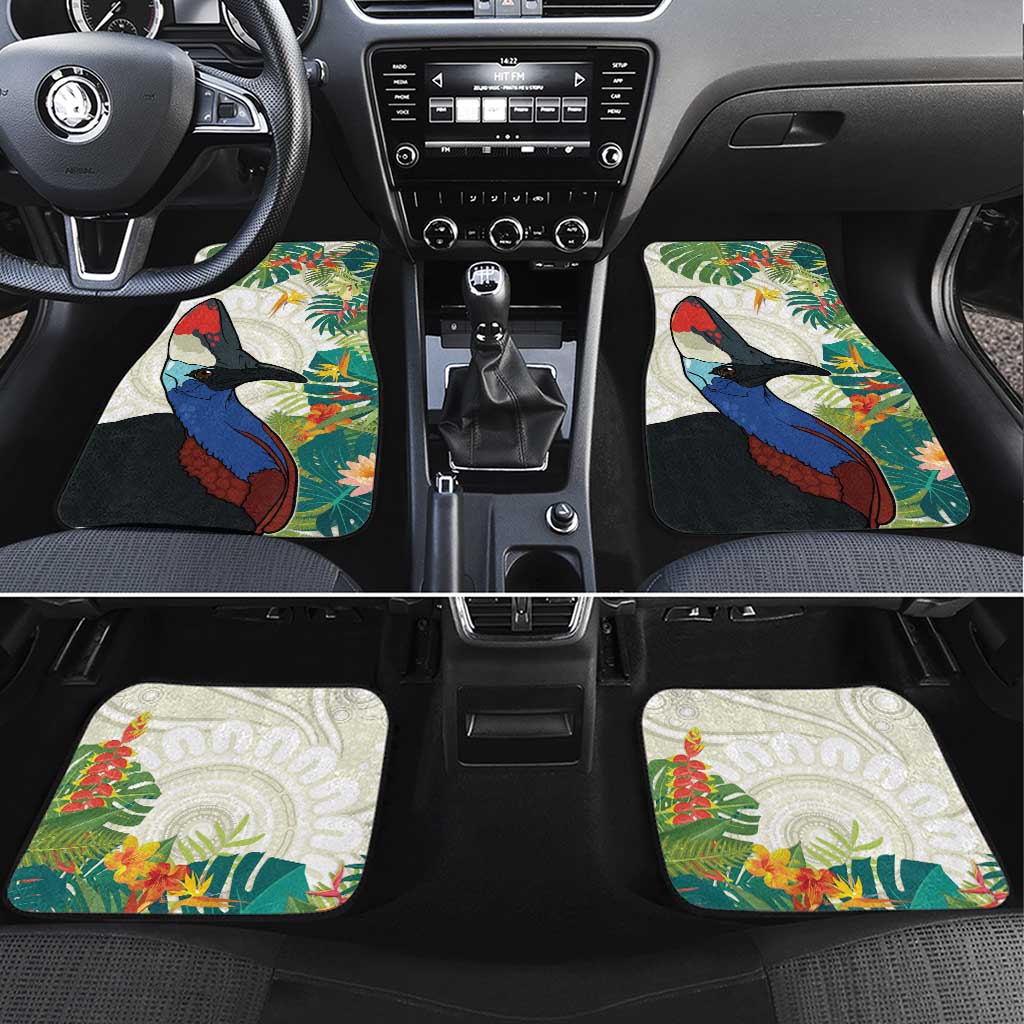 Cassowary Australia Car Mats Tropical Flowers Mix Aboriginal Art