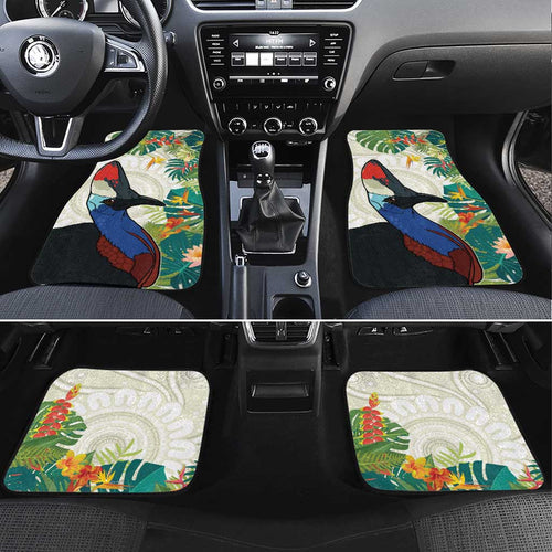 Cassowary Australia Car Mats Tropical Flowers Mix Aboriginal Art