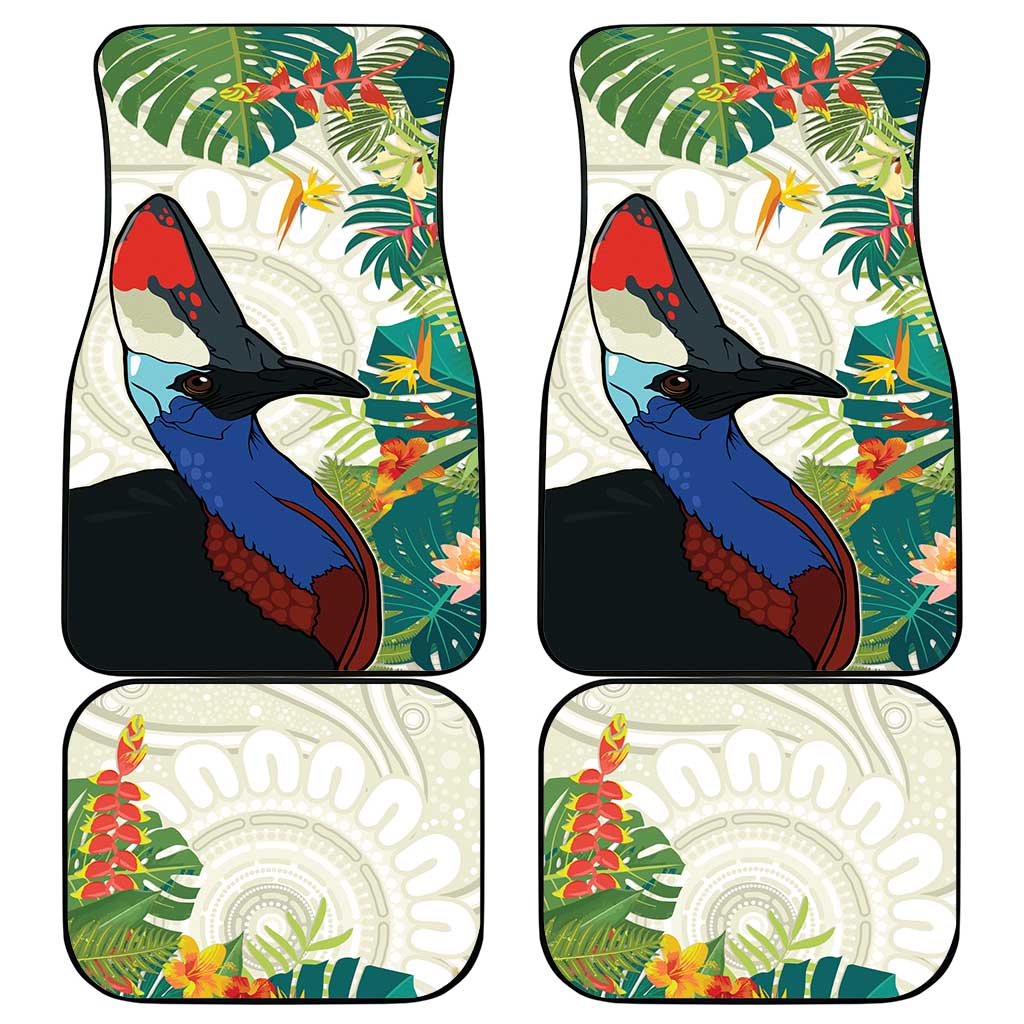 Cassowary Australia Car Mats Tropical Flowers Mix Aboriginal Art