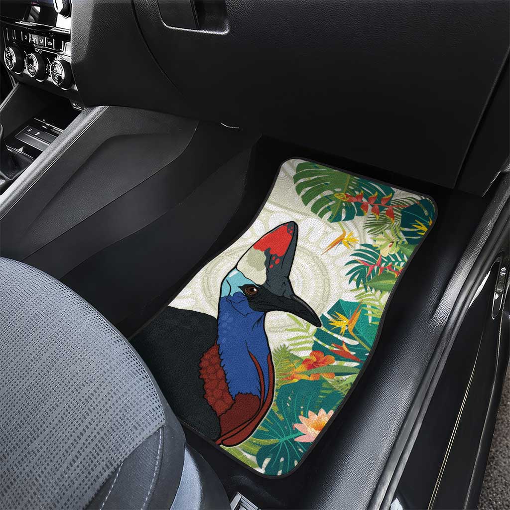 Cassowary Australia Car Mats Tropical Flowers Mix Aboriginal Art