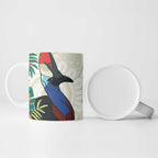 Cassowary Australia Ceramic Mug Tropical Flowers Mix Aboriginal Art - Aussie Hoodie