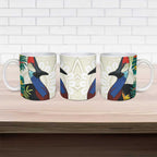 Cassowary Australia Ceramic Mug Tropical Flowers Mix Aboriginal Art - Aussie Hoodie