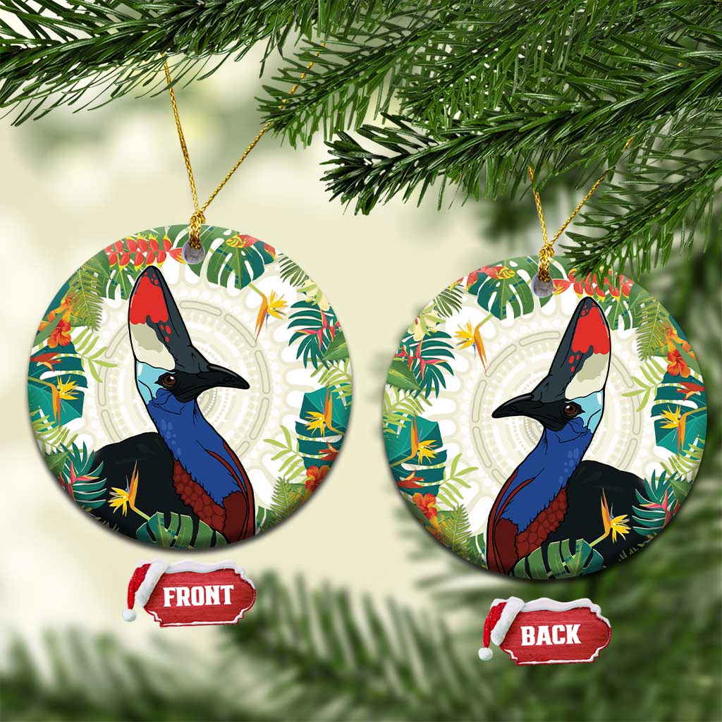 Cassowary Australia Ceramic Ornament Tropical Flowers Mix Aboriginal Art - Aussie Hoodie