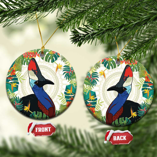 Cassowary Australia Ceramic Ornament Tropical Flowers Mix Aboriginal Art - Aussie Hoodie