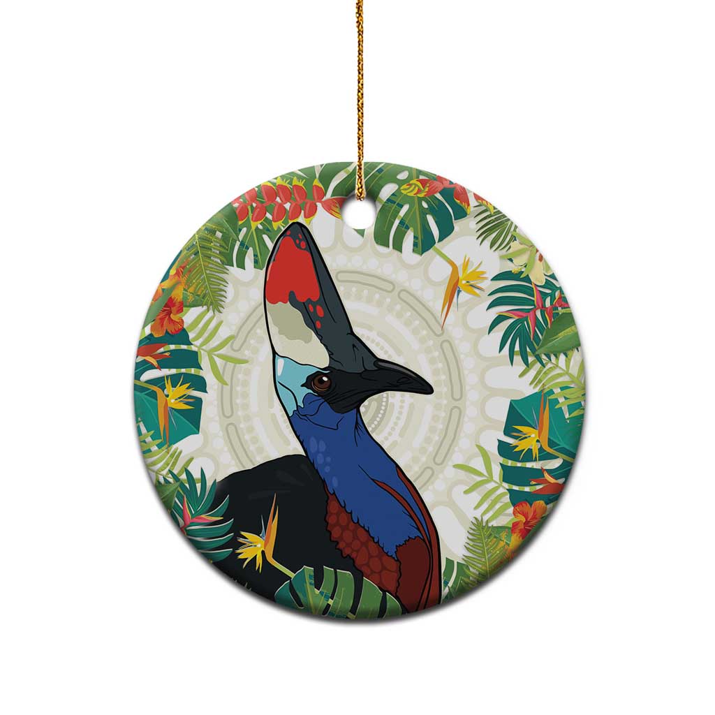Cassowary Australia Ceramic Ornament Tropical Flowers Mix Aboriginal Art - Aussie Hoodie