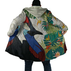 Cassowary Australia Cloak Tropical Flowers Mix Aboriginal Art - Aussie Hoodie
