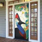 Cassowary Australia Door Cover Tropical Flowers Mix Aboriginal Art - Aussie Hoodie