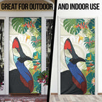 Cassowary Australia Door Cover Tropical Flowers Mix Aboriginal Art - Aussie Hoodie