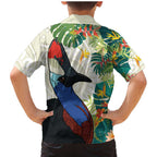 Cassowary Australia Family Matching Mermaid Dress and Hawaiian Shirt Tropical Flowers Mix Aboriginal Art
