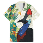 Cassowary Australia Family Matching Mermaid Dress and Hawaiian Shirt Tropical Flowers Mix Aboriginal Art
