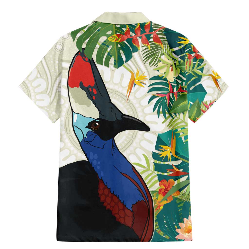 Cassowary Australia Family Matching Mermaid Dress and Hawaiian Shirt Tropical Flowers Mix Aboriginal Art