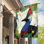 Cassowary Australia Garden Flag Tropical Flowers Mix Aboriginal Art