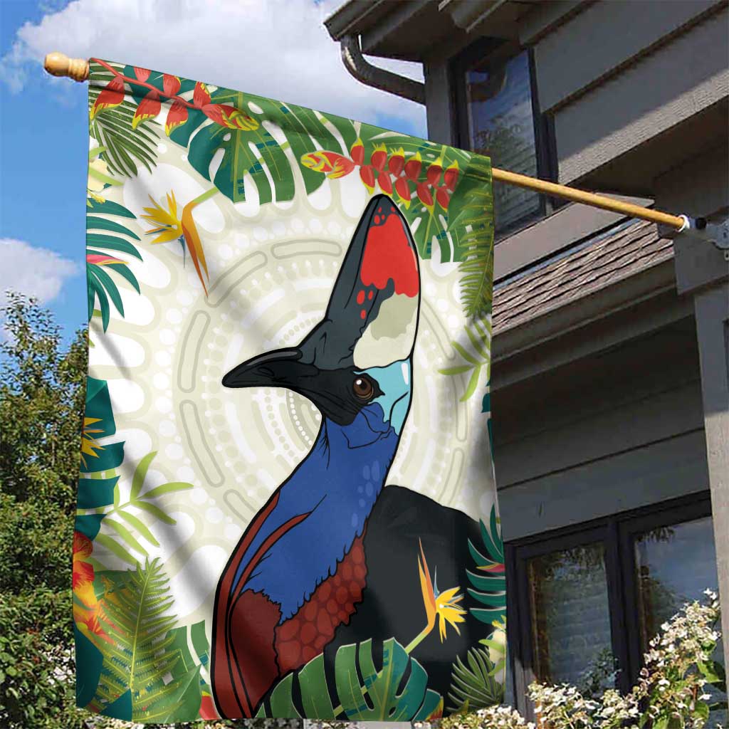 Cassowary Australia Garden Flag Tropical Flowers Mix Aboriginal Art