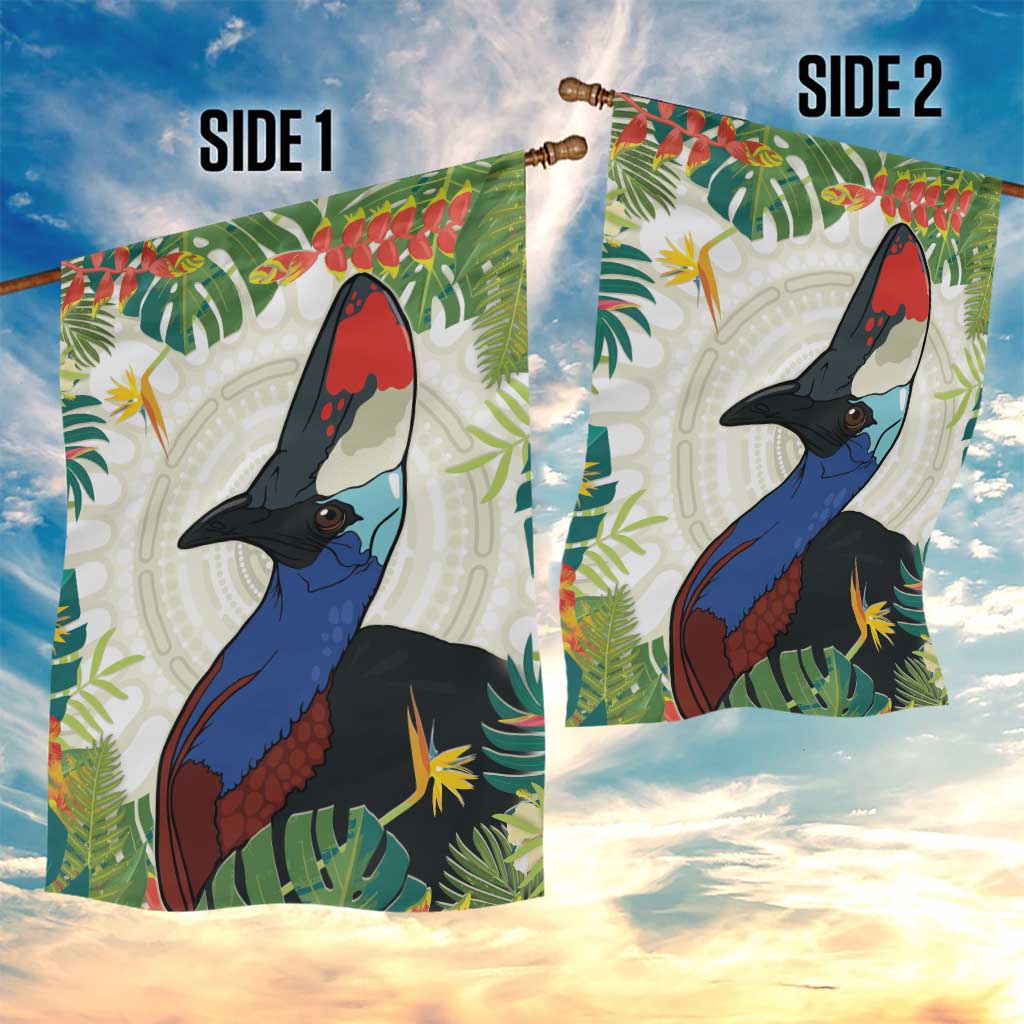 Cassowary Australia Garden Flag Tropical Flowers Mix Aboriginal Art
