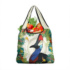 Cassowary Australia Grocery Bag Tropical Flowers Mix Aboriginal Art