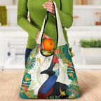Cassowary Australia Grocery Bag Tropical Flowers Mix Aboriginal Art