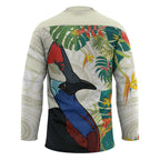 Cassowary Australia Hockey Jersey Tropical Flowers Mix Aboriginal Art - Aussie Hoodie
