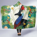 Cassowary Australia Hooded Blanket Tropical Flowers Mix Aboriginal Art