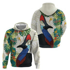 Cassowary Australia Hoodie Tropical Flowers Mix Aboriginal Art