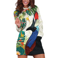 Cassowary Australia Hoodie Dress Tropical Flowers Mix Aboriginal Art