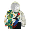 Cassowary Australia Kid Hoodie Tropical Flowers Mix Aboriginal Art