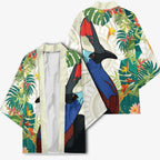 Cassowary Australia Kimono Tropical Flowers Mix Aboriginal Art - Aussie Hoodie