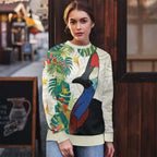 Cassowary Australia Ugly Christmas Sweater Tropical Flowers Mix Aboriginal Art - Aussie Hoodie