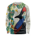 Cassowary Australia Long Sleeve Shirt Tropical Flowers Mix Aboriginal Art
