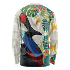 Cassowary Australia Long Sleeve Shirt Tropical Flowers Mix Aboriginal Art