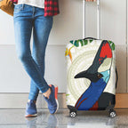 Cassowary Australia Luggage Cover Tropical Flowers Mix Aboriginal Art