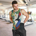 Cassowary Australia Men Tank Top Tropical Flowers Mix Aboriginal Art