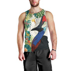Cassowary Australia Men Tank Top Tropical Flowers Mix Aboriginal Art