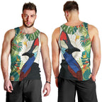 Cassowary Australia Men Tank Top Tropical Flowers Mix Aboriginal Art