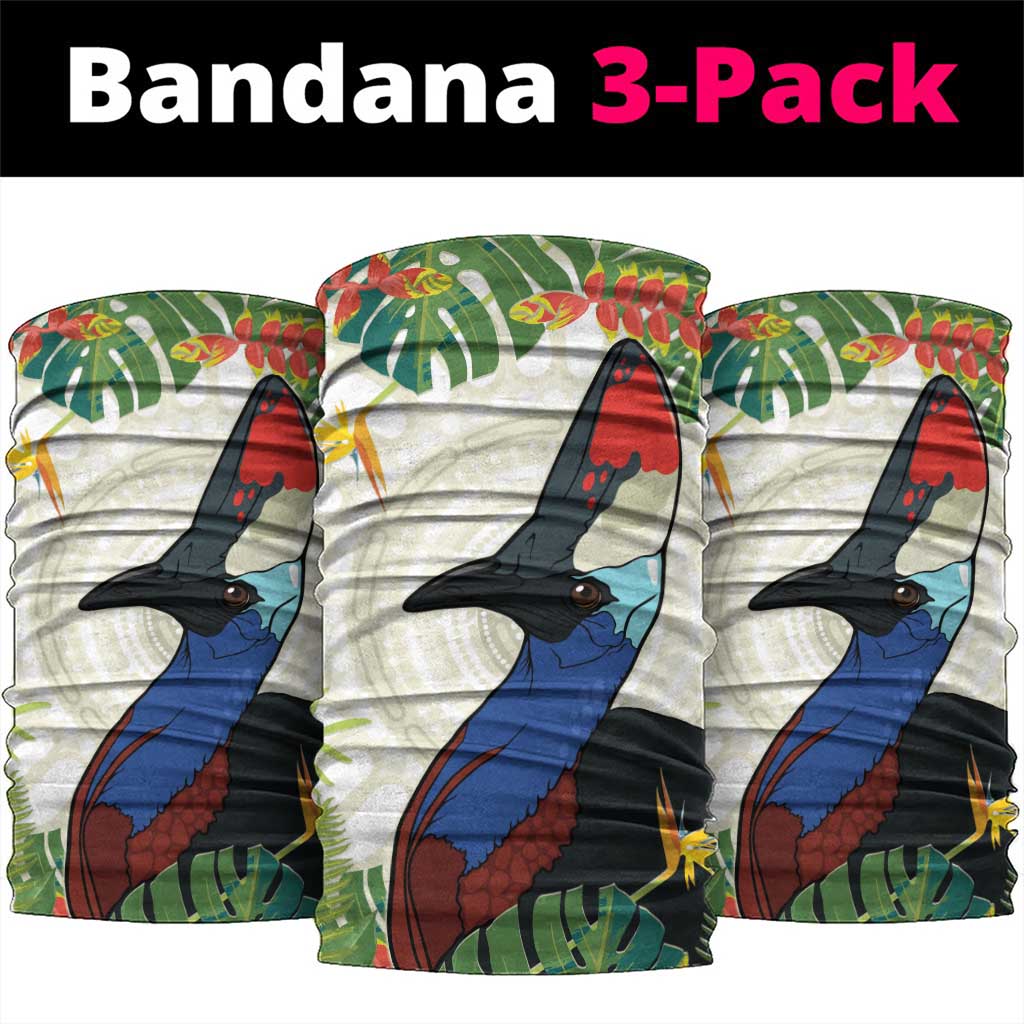 Cassowary Australia Neck Gaiter Tropical Flowers Mix Aboriginal Art - Aussie Hoodie