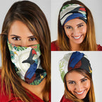 Cassowary Australia Neck Gaiter Tropical Flowers Mix Aboriginal Art - Aussie Hoodie