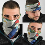 Cassowary Australia Neck Gaiter Tropical Flowers Mix Aboriginal Art - Aussie Hoodie