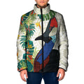 Cassowary Australia Padded Jacket Tropical Flowers Mix Aboriginal Art - Aussie Hoodie